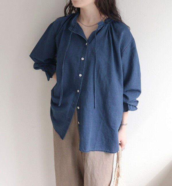 fredy emue「シアーデニムフリルカラーブラウス」|シャツ・ブラウス|