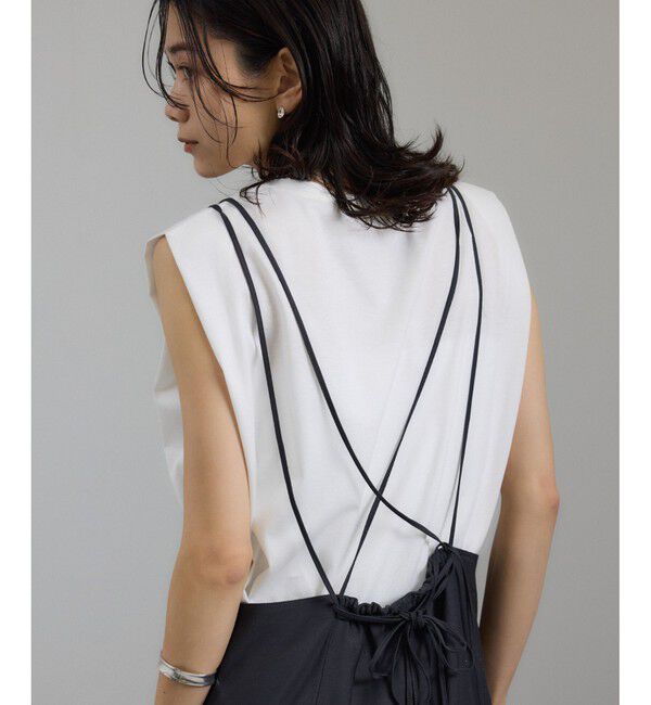 SALON adam et rope'「プリマベールショルダータックノースリーブプルオーバー［UVケア・洗える］」|Tシャツ・カットソー|