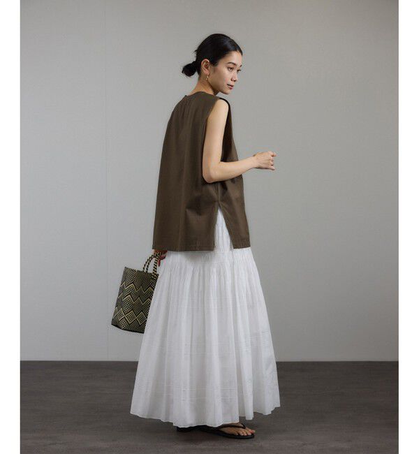 SALON adam et rope'「プリマベールショルダータックノースリーブプルオーバー［UVケア・洗える］」|Tシャツ・カットソー|