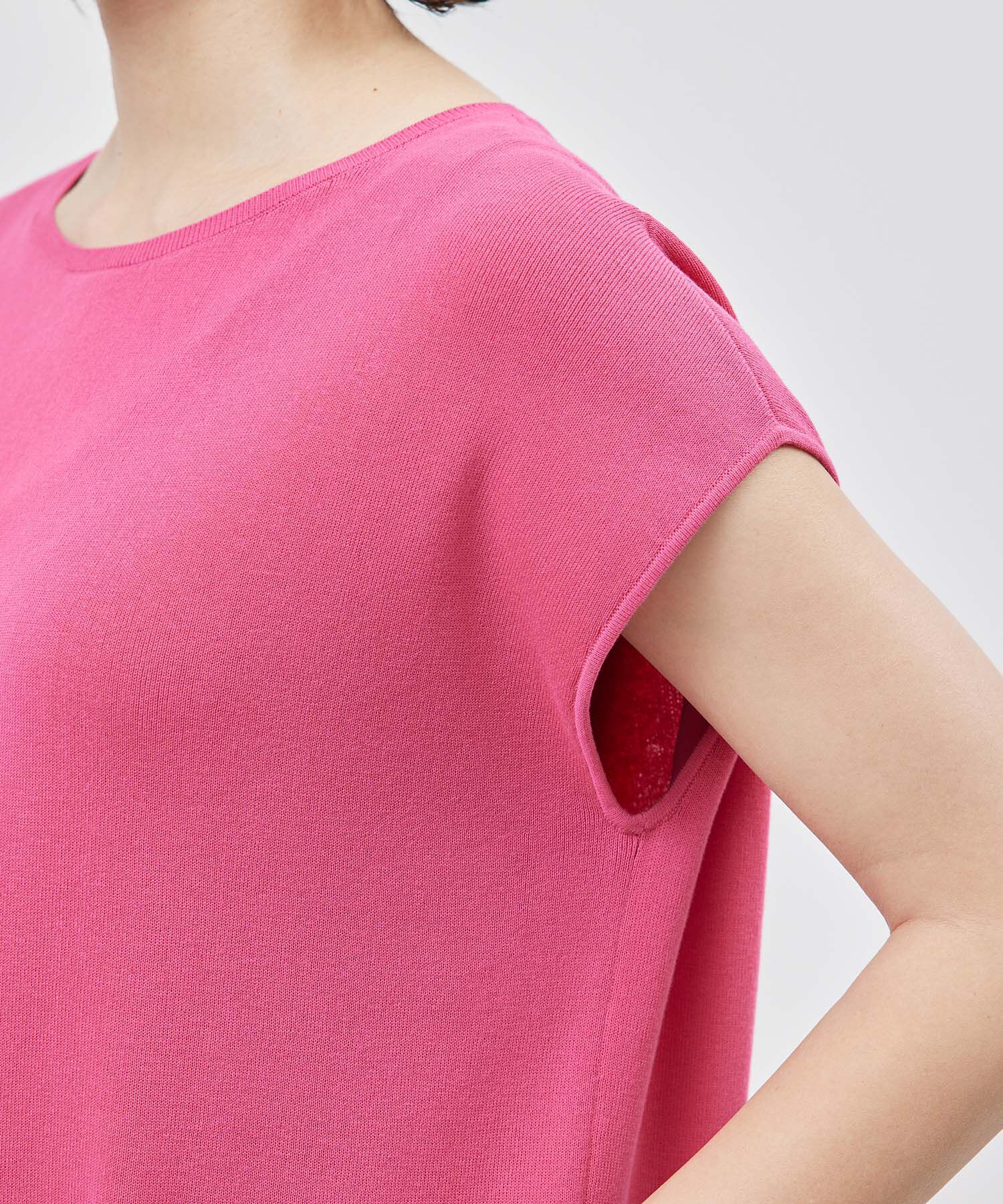 ROPE「【洗える】【接触冷感】ICE COTTONアームレットニットトップス【雑誌/メディア掲載】」|ニット・セーター|