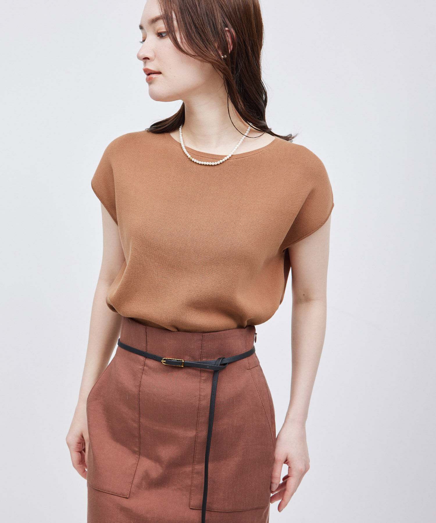 ROPE「【洗える】【接触冷感】ICE COTTONアームレットニットトップス【雑誌/メディア掲載】」|ニット・セーター|