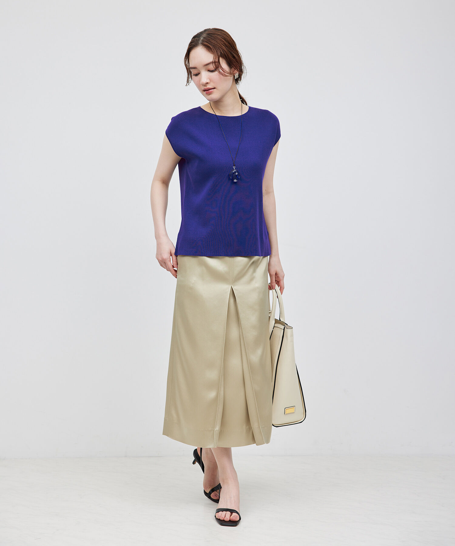 ROPE「【洗える】【接触冷感】ICE COTTONアームレットニットトップス【雑誌/メディア掲載】」|ニット・セーター|