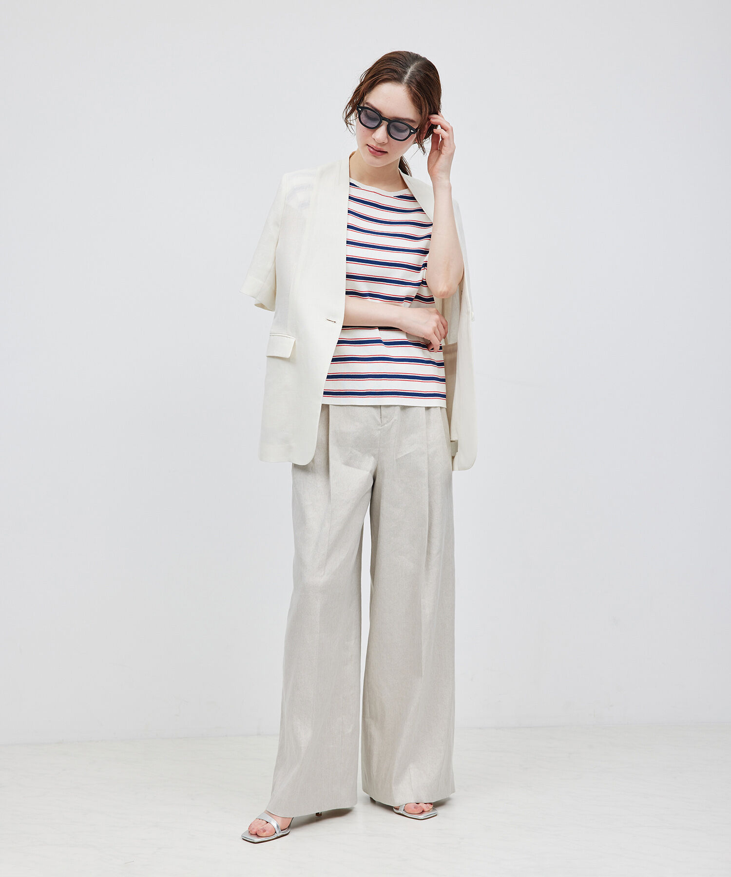 ROPE「【洗える】【接触冷感】ICE COTTONアームレットニットトップス【雑誌/メディア掲載】」|ニット・セーター|