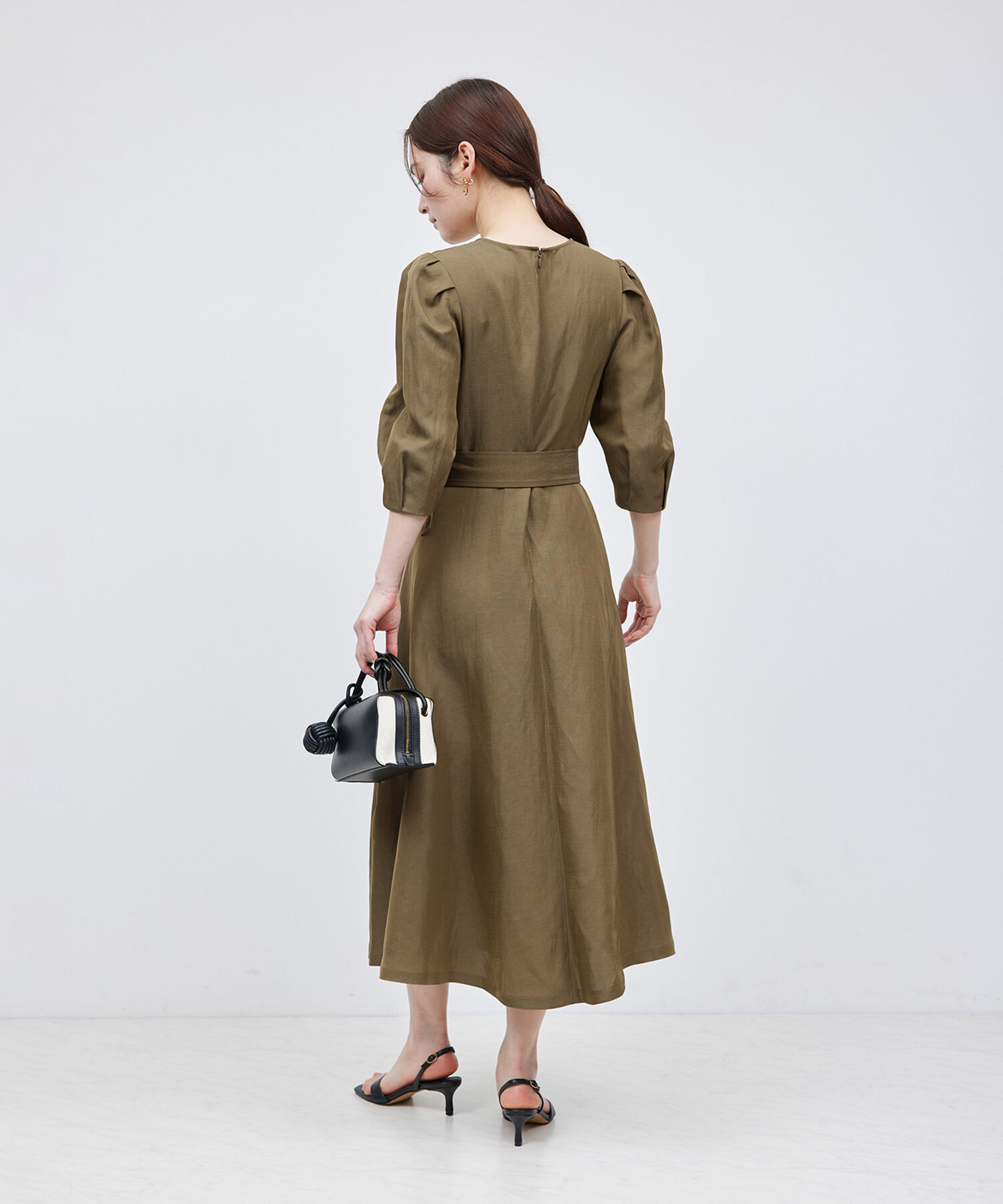 ROPE「パフスリーブベルテッドリネンワンピース」|ワンピース|