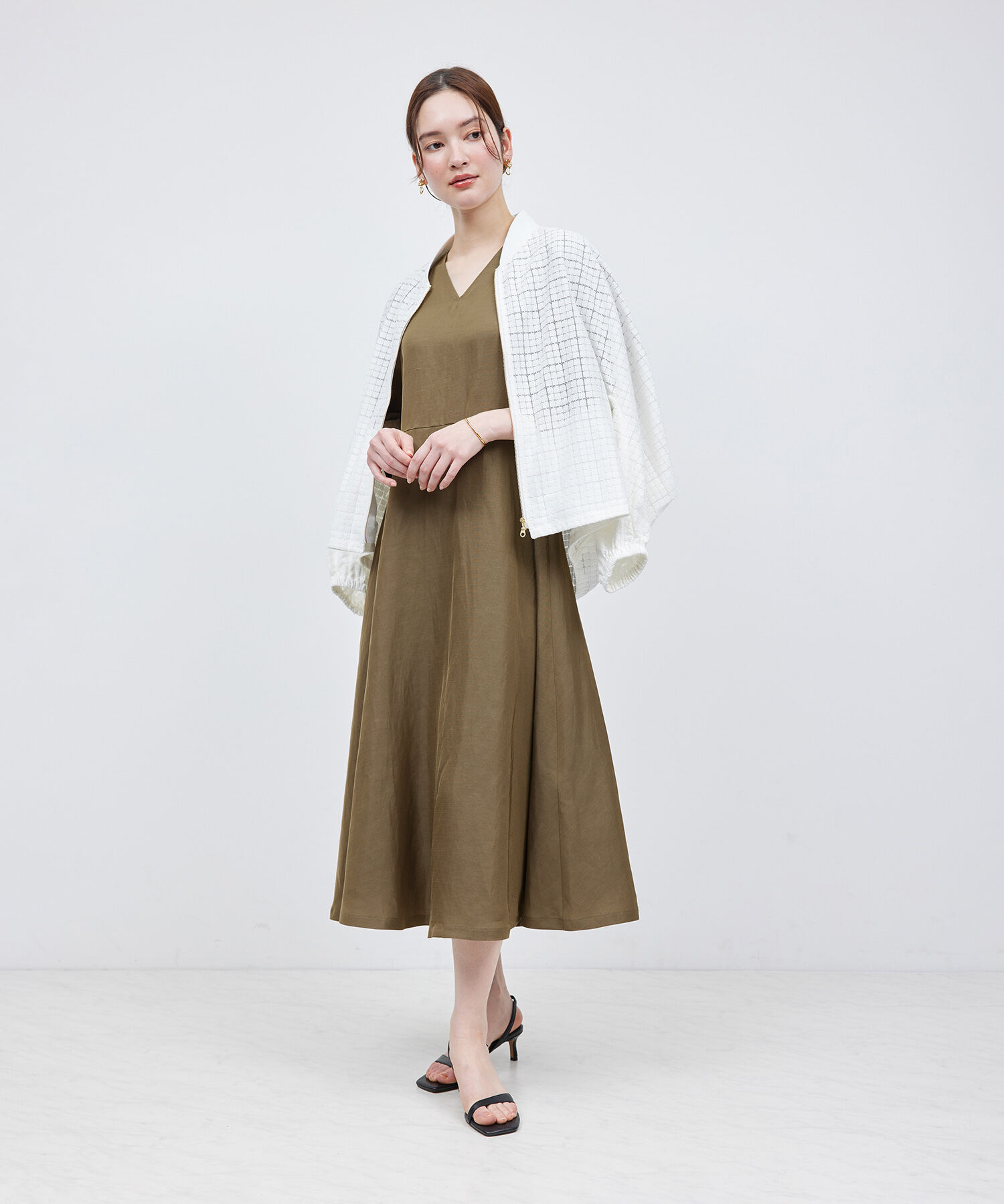 ROPE「パフスリーブベルテッドリネンワンピース」|ワンピース|