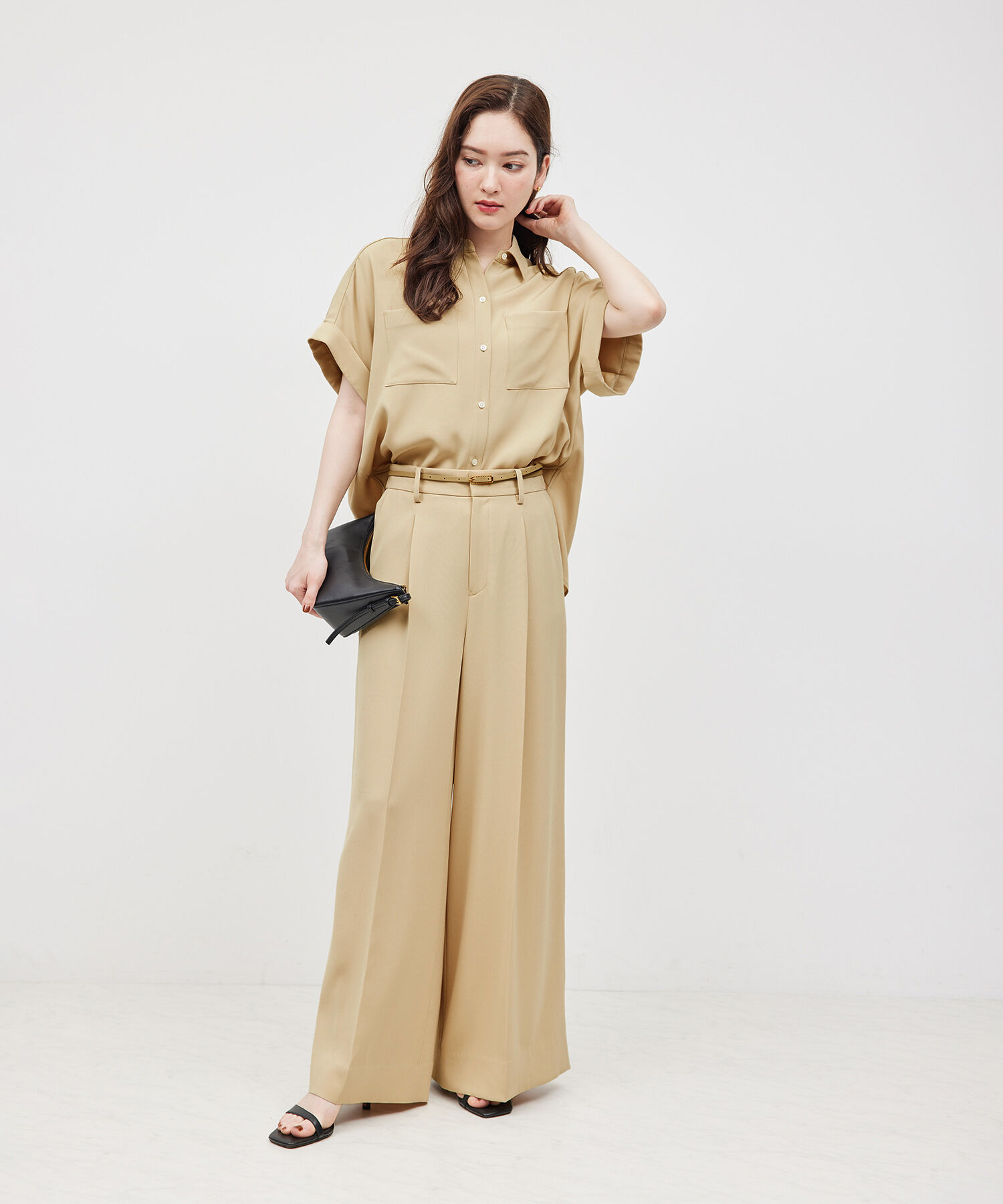 ROPE「【新色追加】トリアセバックサテンフラップシャツ/セットアップ対応【メディア掲載】」|シャツ・ブラウス|