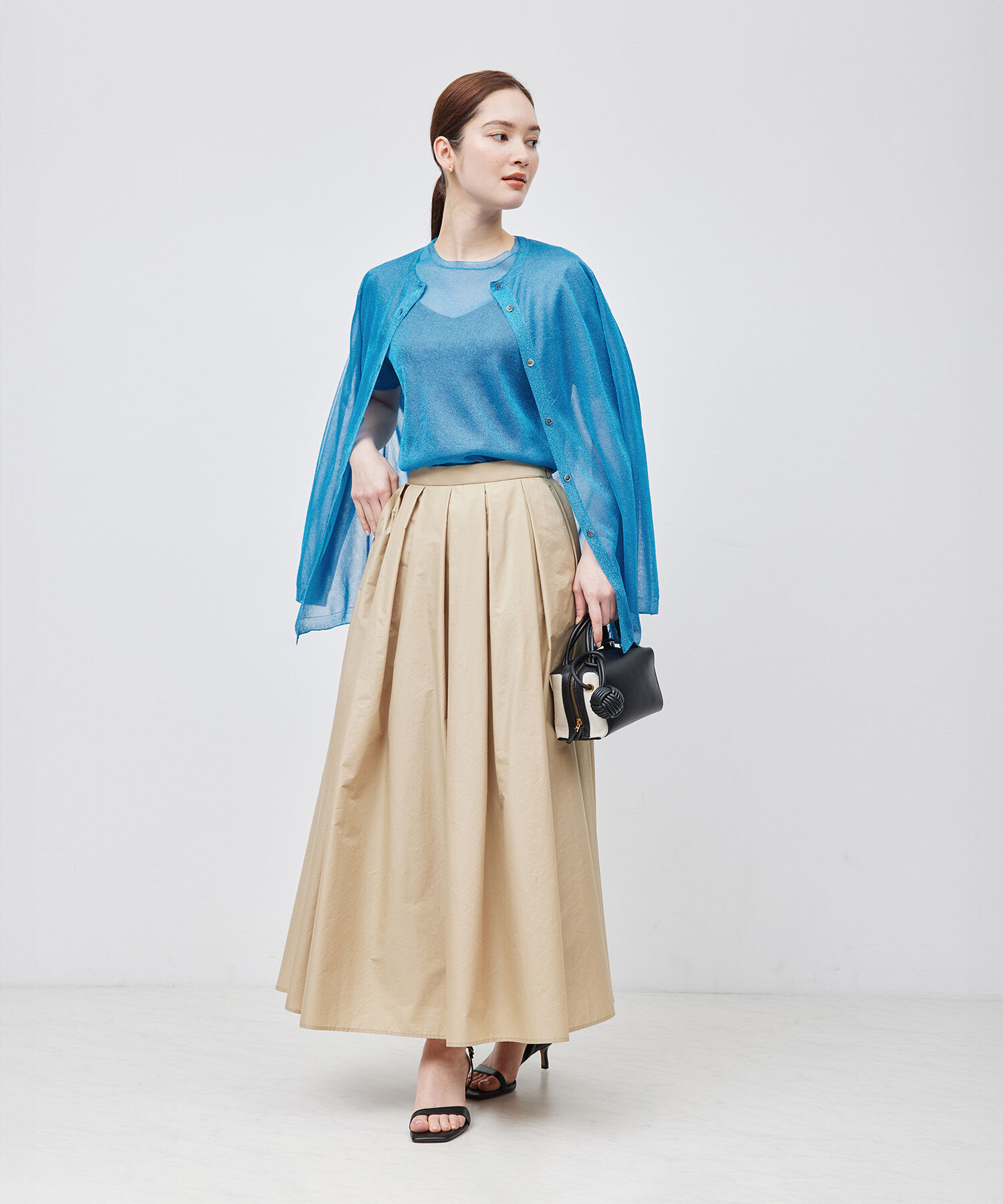 ROPE「【洗える】ラメシアーニット半袖プルオーバー【アンサンブル対応】」|ニット・セーター|