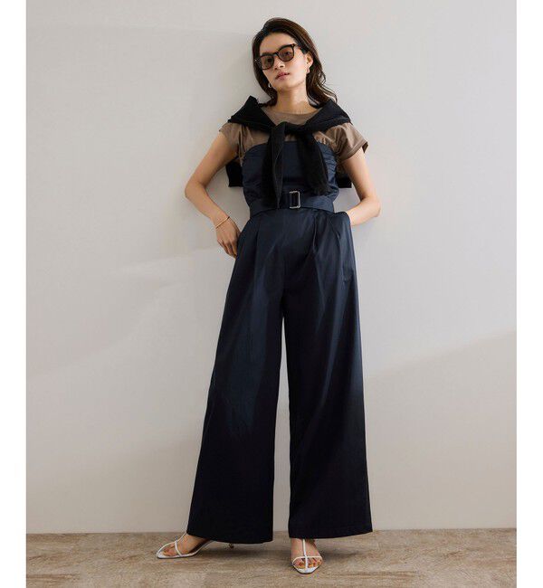 ROPE「コットンサテンオールインワン/洗える」|オールインワン|ネイビー(40)