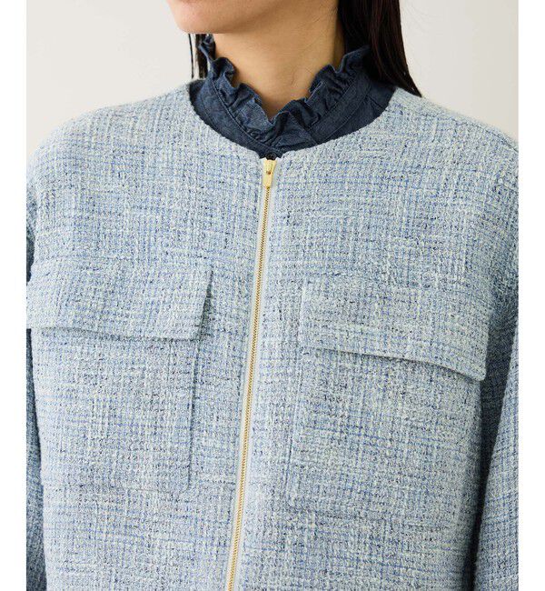 ROPE「ツイードノーカラージャケット」|ノーカラージャケット|