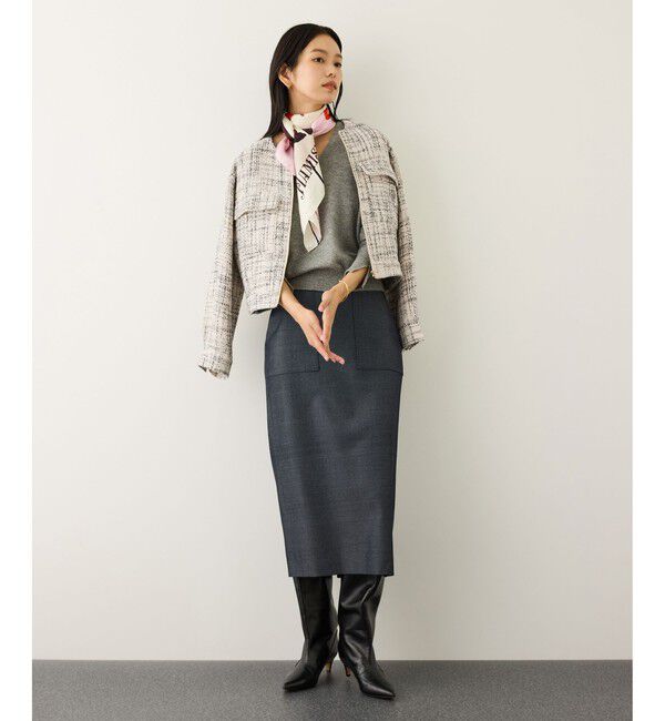 ROPE「ツイードノーカラージャケット」|ノーカラージャケット|