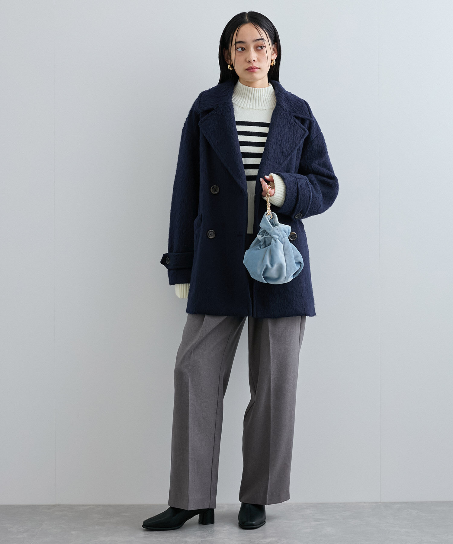 VIS「シャギーミディ丈Pコート」|ピーコート|