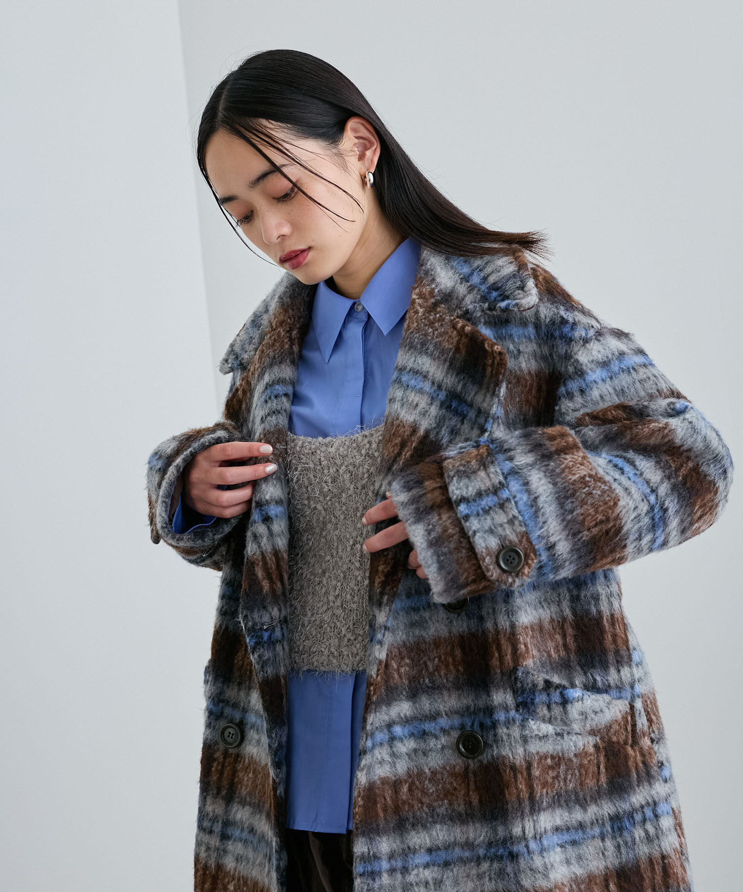 VIS「シャギーミディ丈Pコート」|ピーコート|