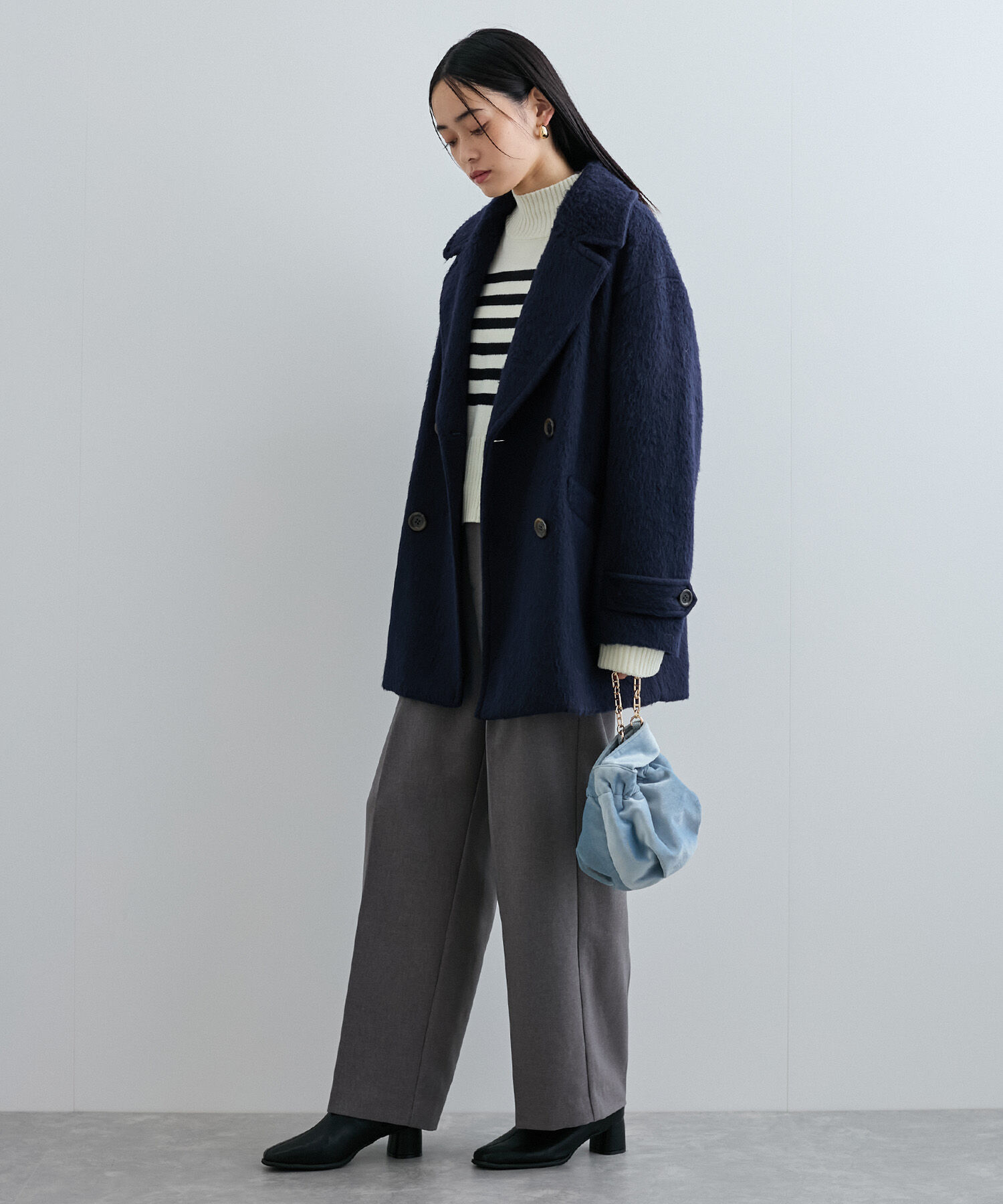 VIS「シャギーミディ丈Pコート」|ピーコート|