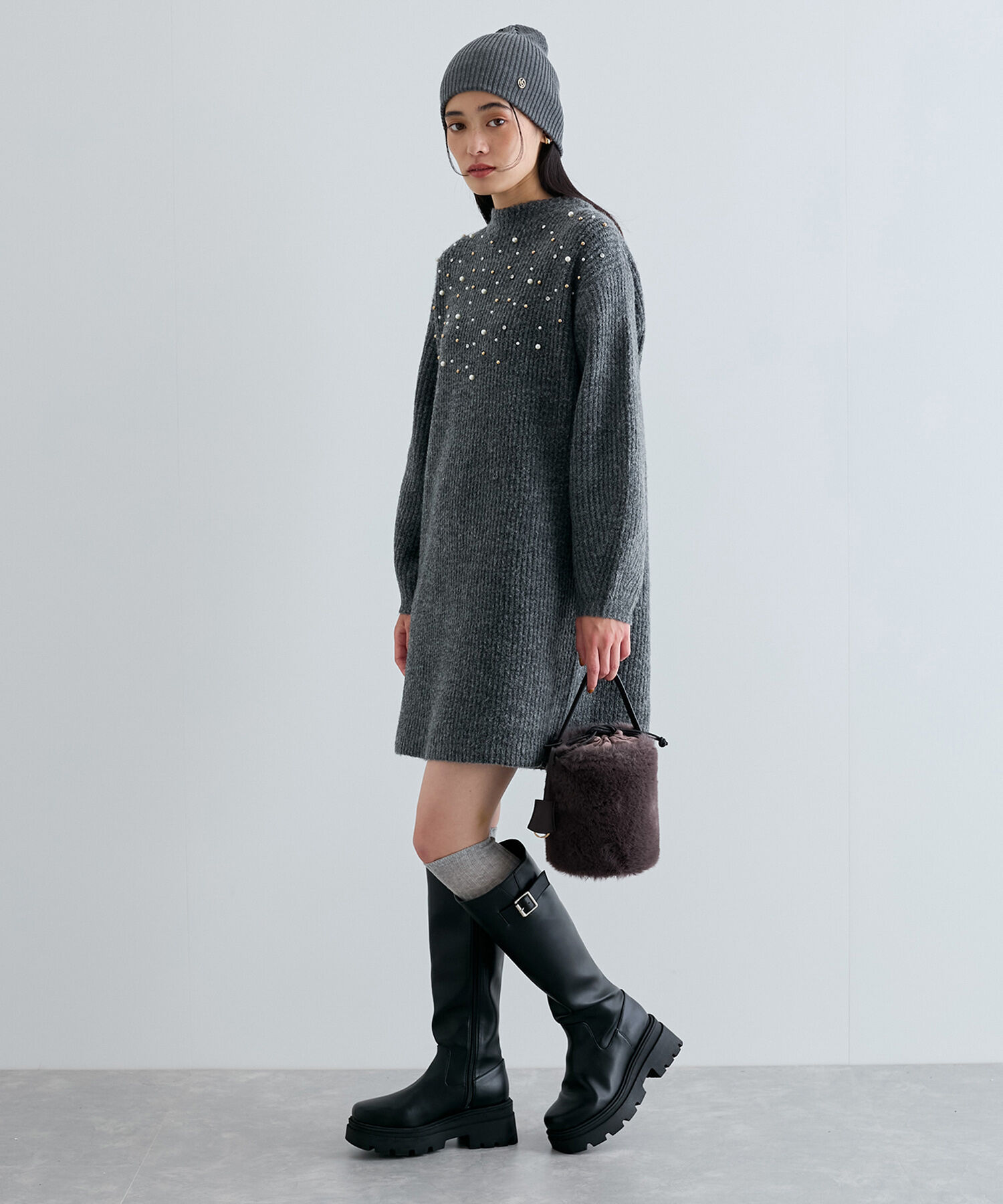 VIS「ビジュー付きニットワンピース」|ワンピース|