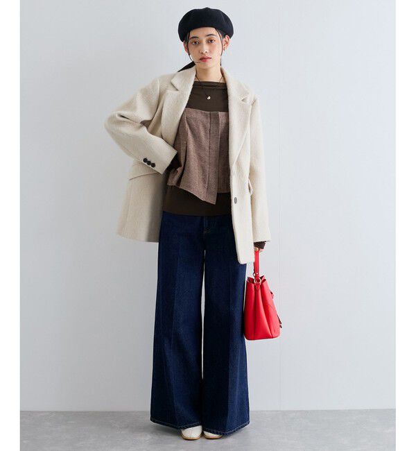 VIS「【洗える】ドレープオフショルダーロングTシャツ」|Tシャツ・カットソー|