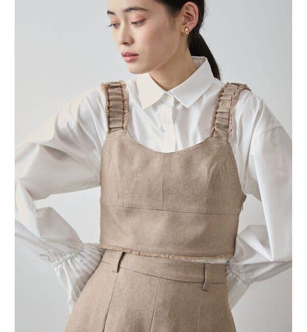 VIS「サマーツイードフリンジビスチェ」|ベスト・ジレ|キャメルサブ