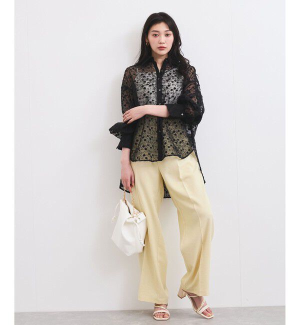 VIS「【洗える】アソートシアーシャツ(フラワー刺繍&無地）」|シャツ・ブラウス|