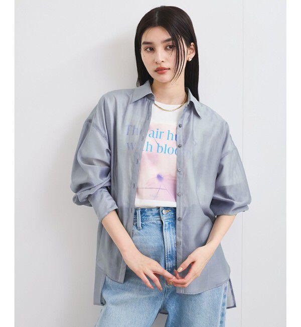 VIS「【洗える】アソートシアーシャツ(フラワー刺繍&無地）」|シャツ・ブラウス|