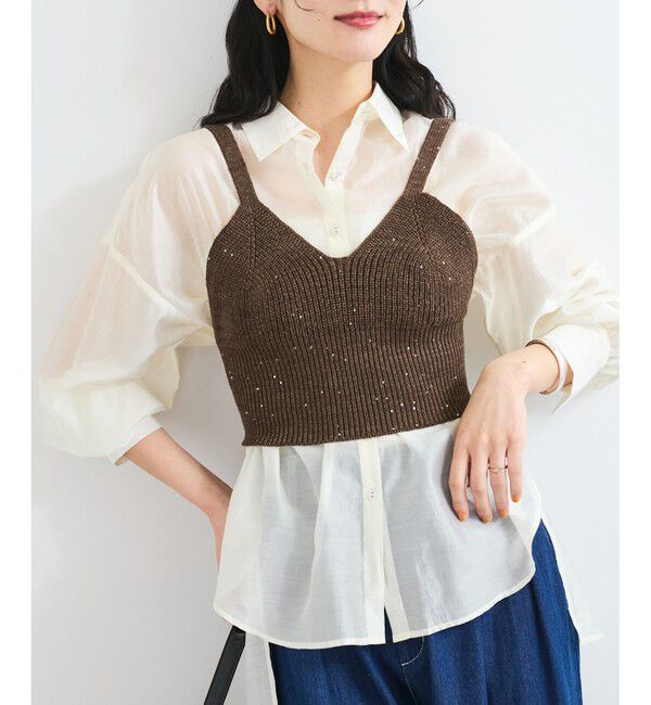 VIS「【洗える】アソートシアーシャツ(フラワー刺繍&無地）」|シャツ・ブラウス|