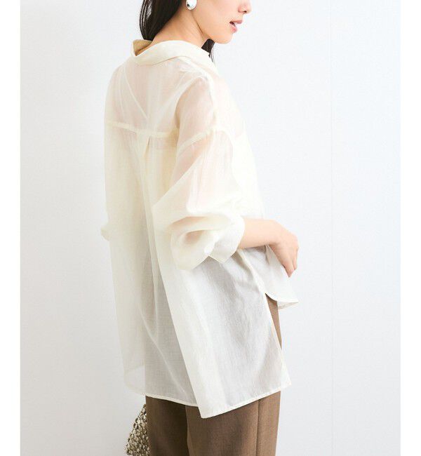 VIS「【洗える】アソートシアーシャツ(フラワー刺繍&無地）」|シャツ・ブラウス|