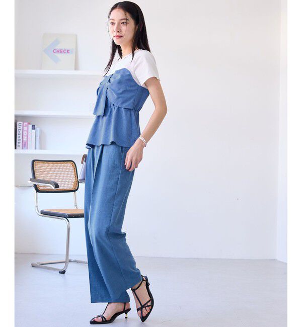 VIS「【新色追加】【美easy】ねじりリボンTシャツドッキングプルオーバー【接触冷感/洗える】」|Tシャツ・カットソー|