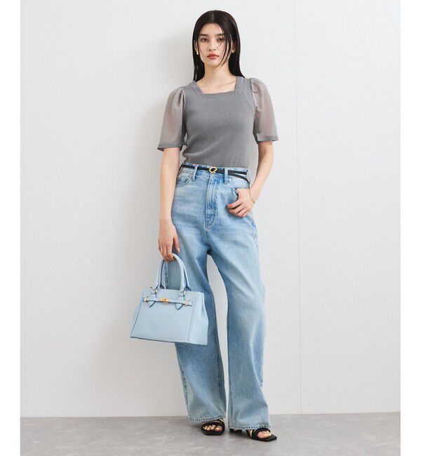 VIS「【洗える】スクエアネックシアーハーフスリーブニット」|ニット・セーター|