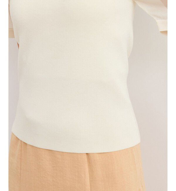 VIS「【洗える】スクエアネックシアーハーフスリーブニット」|ニット・セーター|