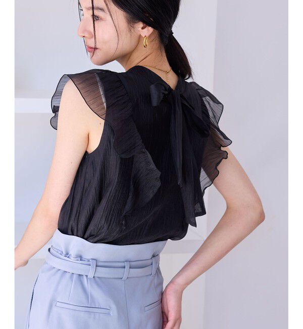 VIS「主役級！華やぎシアーシャイニーボウタイフリルブラウス【前後2WAY】【洗える】」|シャツ・ブラウス|