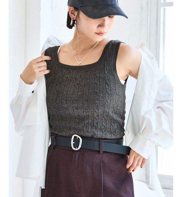 VIS「【前後2WAY】ケーブルニットタンクトップ」|タンクトップ|