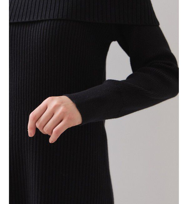 VIS「アシメオフショルリブニット美シルエットワンピース/着丈が選べる」|ワンピース|