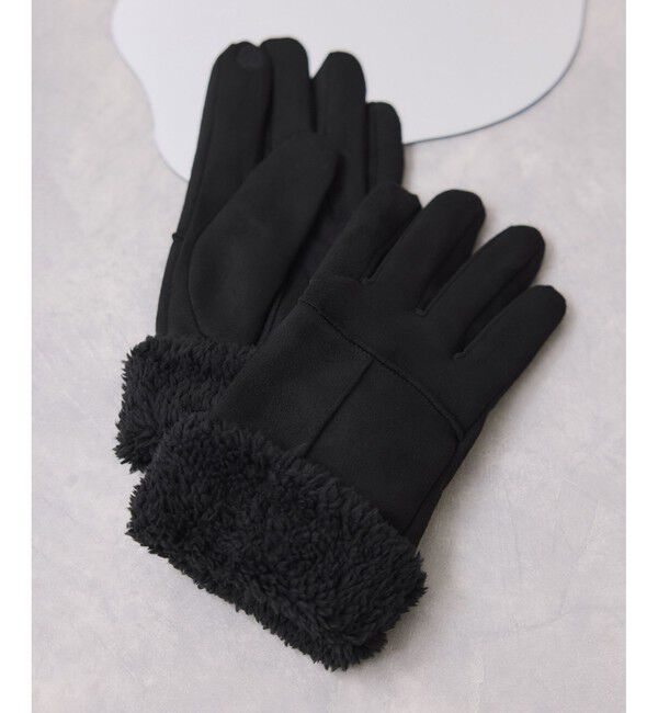 VIS「スマホタッチ刺繍付きムートングローブ」|手袋|