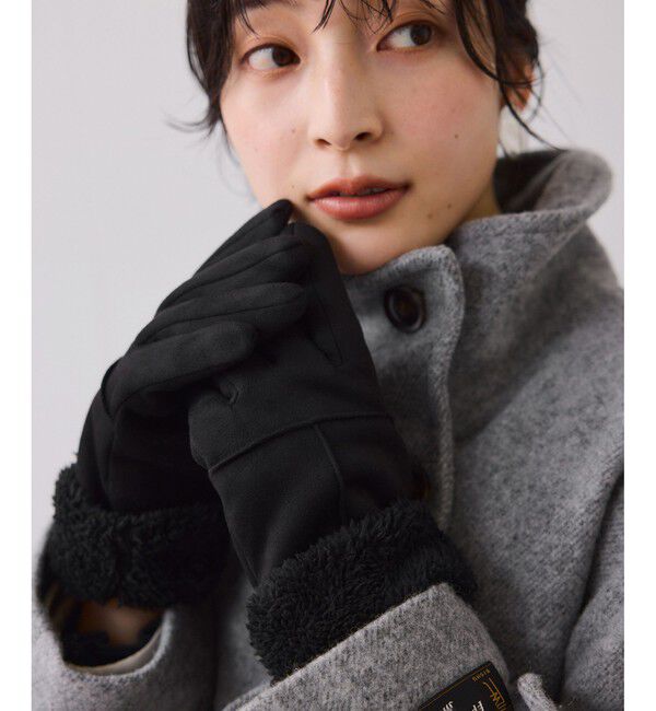 VIS「スマホタッチ刺繍付きムートングローブ」|手袋|