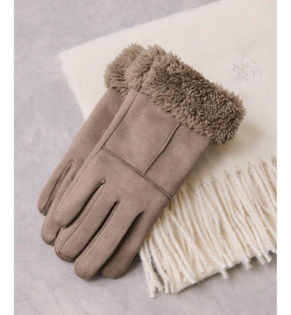 VIS「スマホタッチ刺繍付きムートングローブ」|手袋|