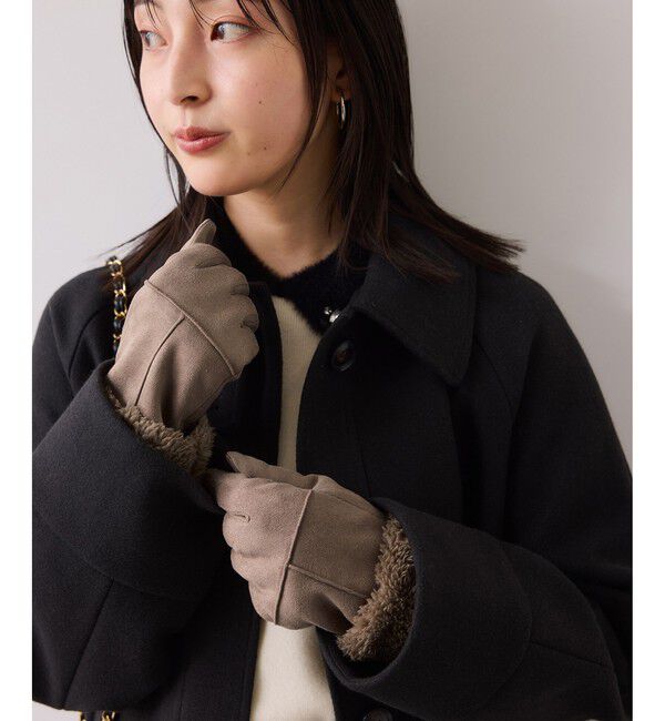 VIS「スマホタッチ刺繍付きムートングローブ」|手袋|