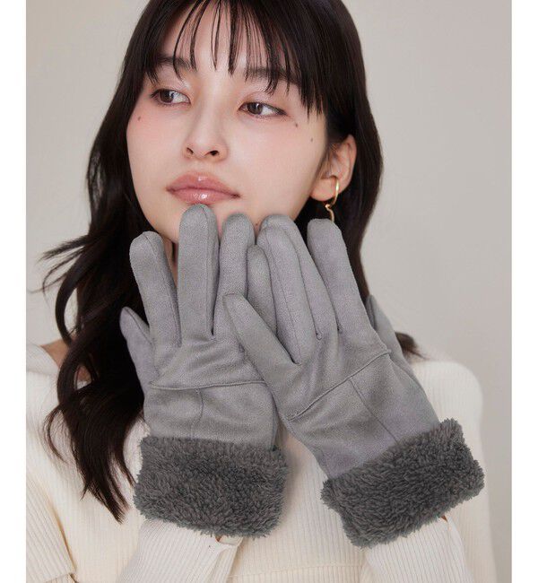 VIS「スマホタッチ刺繍付きムートングローブ」|手袋|