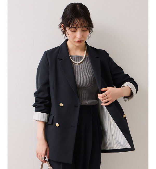 VIS「【美easy】コンフォート金ボタンジャケット/イージーケア・UVケア・セットアップ対応」|テーラードジャケット|