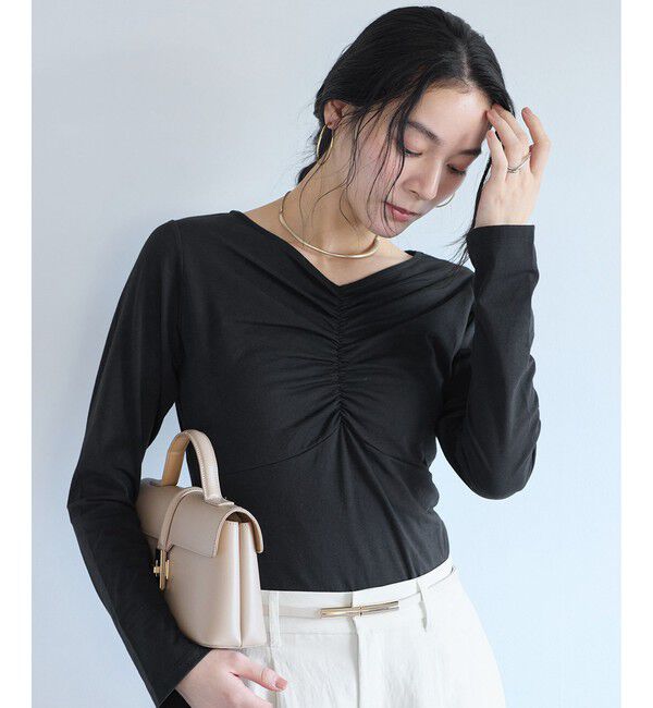 VIS「シャーリングギャザーカットソー」|Tシャツ・カットソー|