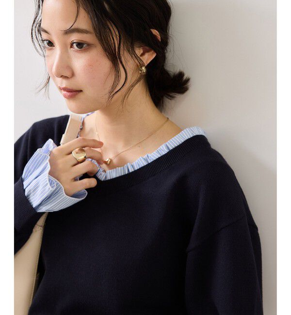 VIS「フリルドッキングニットプルオーバー」|ニット・セーター|