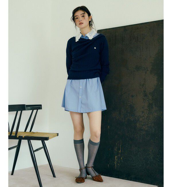 VIS「【POLO BCS】VIS別注ケーブルドレープトップス」|ニット・セーター|