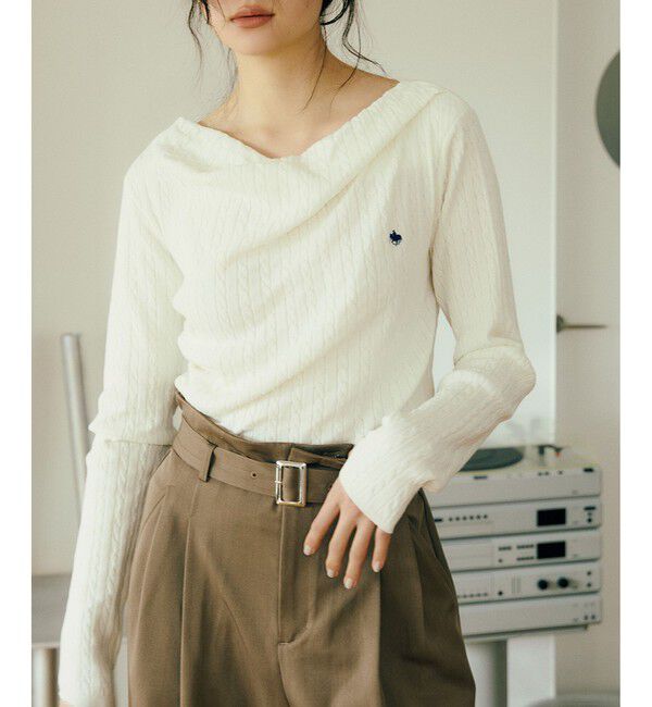 VIS「【POLO BCS】VIS別注ケーブルドレープトップス」|ニット・セーター|オフホワイト(15)