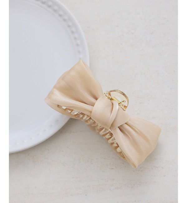 ROPE PICNIC PASSAGE「シャイニーリボンヘアバンスクリップ」|ヘアバンド|ベージュ