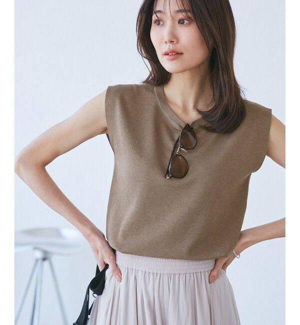 Rope&rsquo;Picnic「【洗濯機OK】LEVITAゼロスリーブサマーニットプルオーバー」|ニット・セーター|