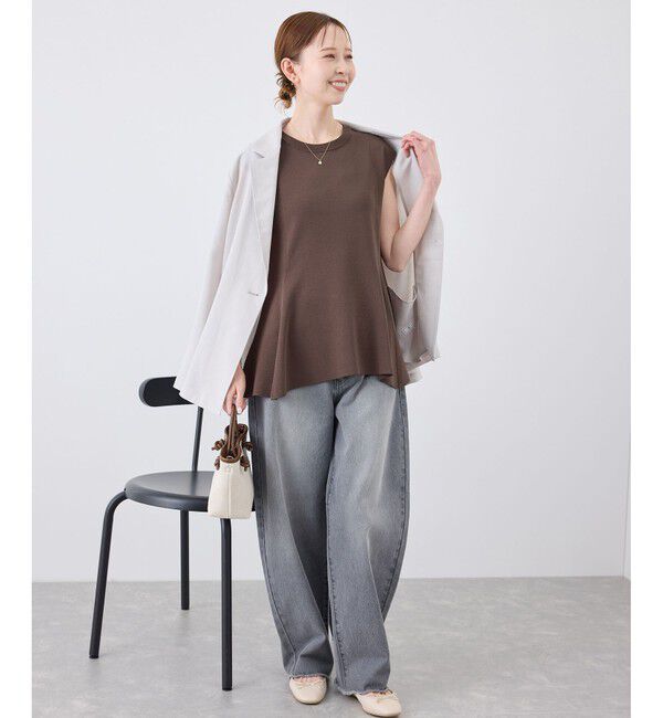 Rope&rsquo;Picnic「【洗濯機OK・アンチピリング】八方映えニット ペプラムニットプルオーバー」|ニット・セーター|