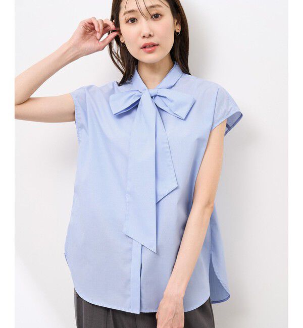 Rope&rsquo;Picnic「【防シワ】リボンフレンチスリーブシャツ」|シャツ・ブラウス|