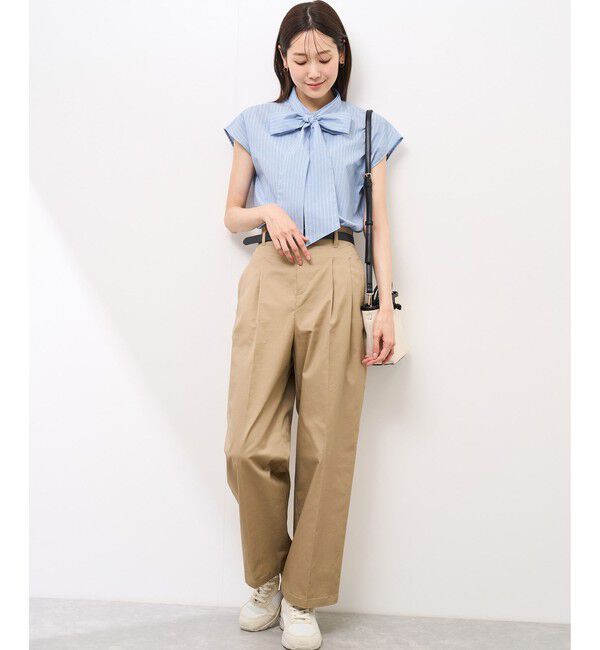 Rope&rsquo;Picnic「【防シワ】リボンフレンチスリーブシャツ」|シャツ・ブラウス|