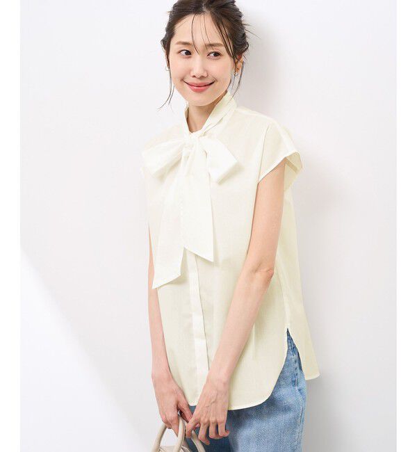 Rope&rsquo;Picnic「【防シワ】リボンフレンチスリーブシャツ」|シャツ・ブラウス|