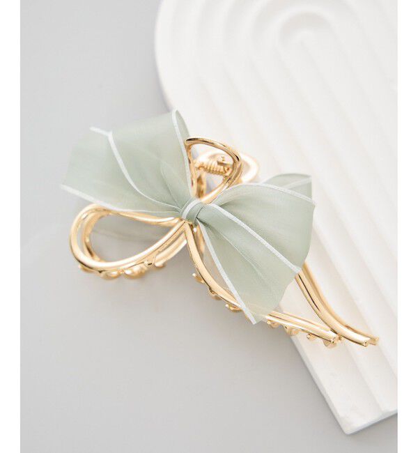 ROPE PICNIC PASSAGE「オーガンジーリボンメタルヘアバンス」|ヘアバンド|ライトグレー(08)