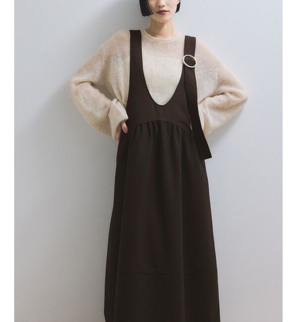 ADAM ET ROPE'「【WEB限定】ディープネックAラインワンピース」|ワンピース|