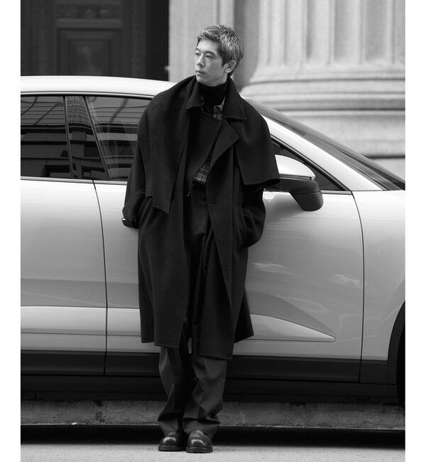 ADAM ET ROPE'「カシミヤ ダブルフェイス セミダブルコート / マフラー付き」|ステンカラーコート|