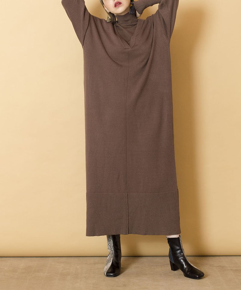  「【WEB限定アイテム】ﾀｰﾄﾙ付け衿&ﾆｯﾄﾜﾝﾋﾟｰｽSET」|ニット・セーター|